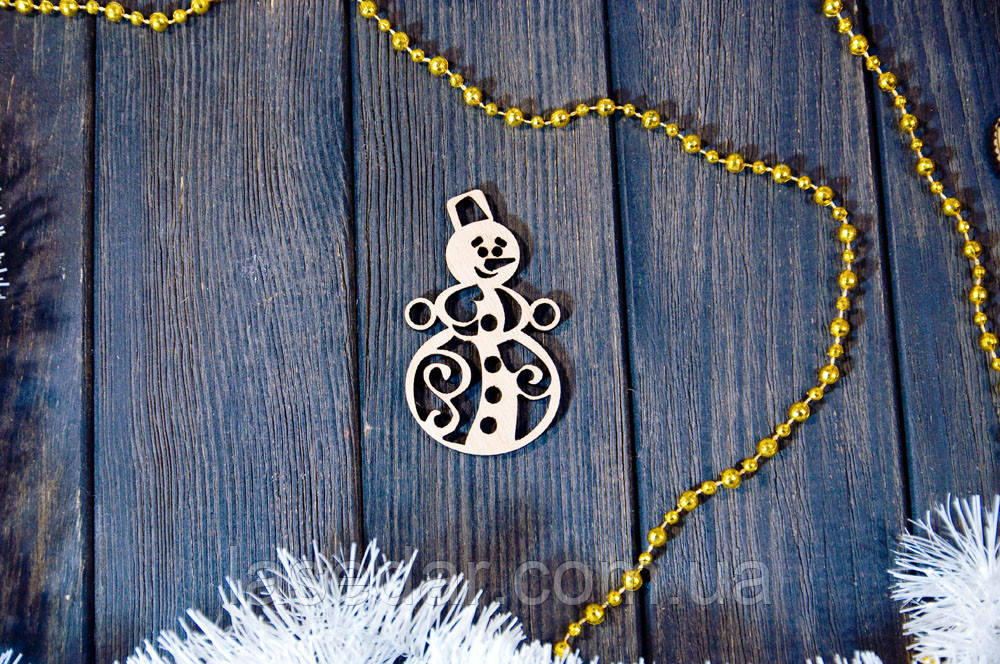 Ялинкові іграшки з фанери на ялинку оптом — сніговик 26, фото 1