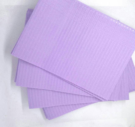 Нагрудники стоматологічні тришарові текстуровані серветки Lavender, 10шт., фото 2