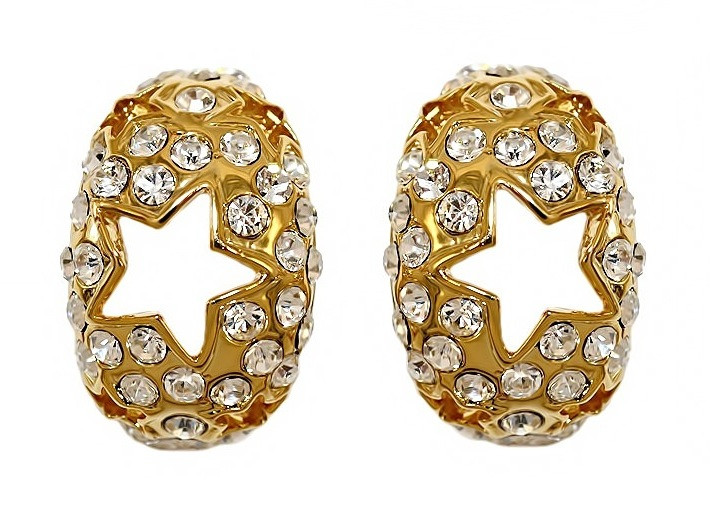 Сережки Neoglory з італійською застібкою. Позолота. Камені: білі фіаніти. Довжина: 2,5 см Ширина: 16 мм