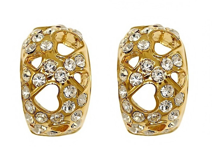 Сережки Neoglory з італійською застібкою. Позолота. Камені: білі фіаніти. Довжина: 2,3 см Ширина: 14 мм