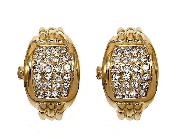 Сережки Neoglory з італійською застібкою. Позолота. Камені: білі фіаніти. Довжина: 1,9 см Ширина: 13 мм