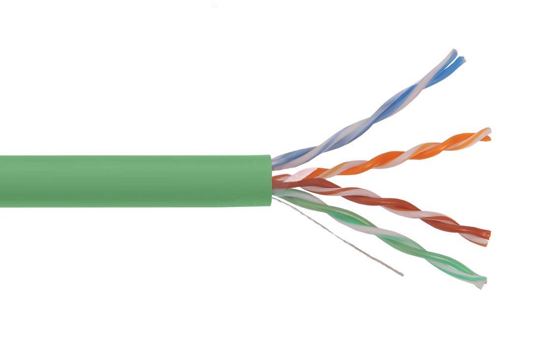 ITK Кабель зв'язку звита пара U/UTP, кат.5E 4x2х24AWG solid, LSZH, 305 м, зелений