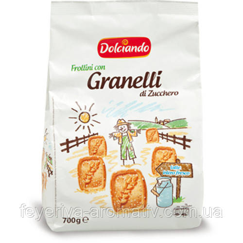 Пісочне печиво із молоком Dolciando Frollini con Granelli di Zucchero, 700гр (Італія)