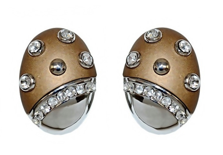 Сережки Neoglory з італійською застібкою. Родій. Камені: білі фіаніти. Діаметр: 2,1 см