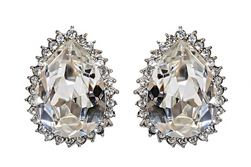 Сережки-кліпси Neoglory. Родій. Камені: білі фіаніти та циркон. Довжина: 2,3 см. Ширина: 17 мм.