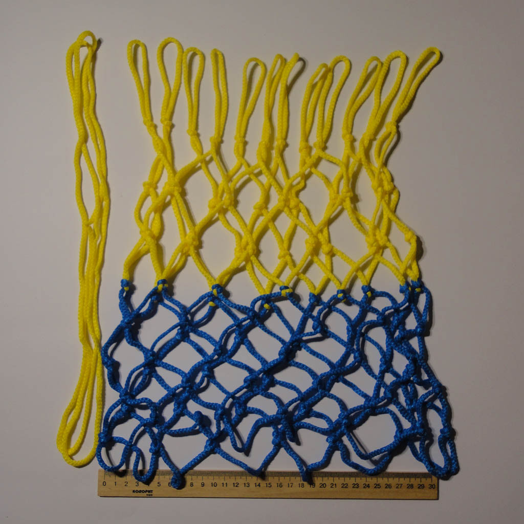 Сітка баскетбольна «Стандарт», шнур діаметром 3 мм. (стандартна) синьо-жовта