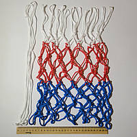 Баскетбольна сітка «Ігрова», шнур діаметром 3 мм (стандартна) біло-синьо-червона