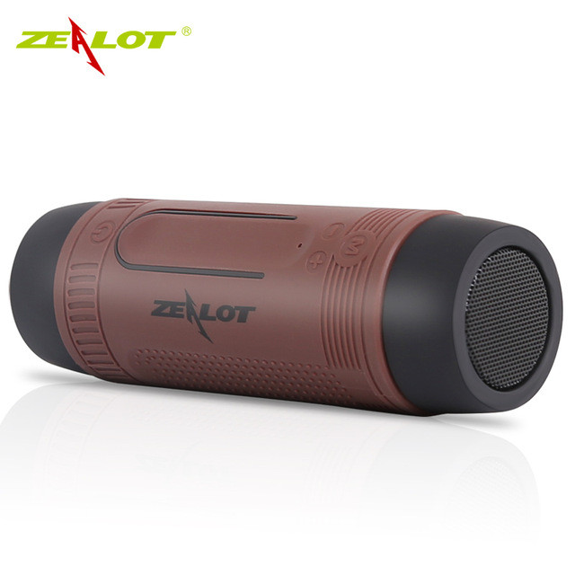Колонка Zealot S1 портативна Bluetooth повербанк, ліхтарик (коричнева)