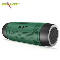 Колонка Zealot S1 портативная Bluetooth повербанк, фонарик (зеленая)
