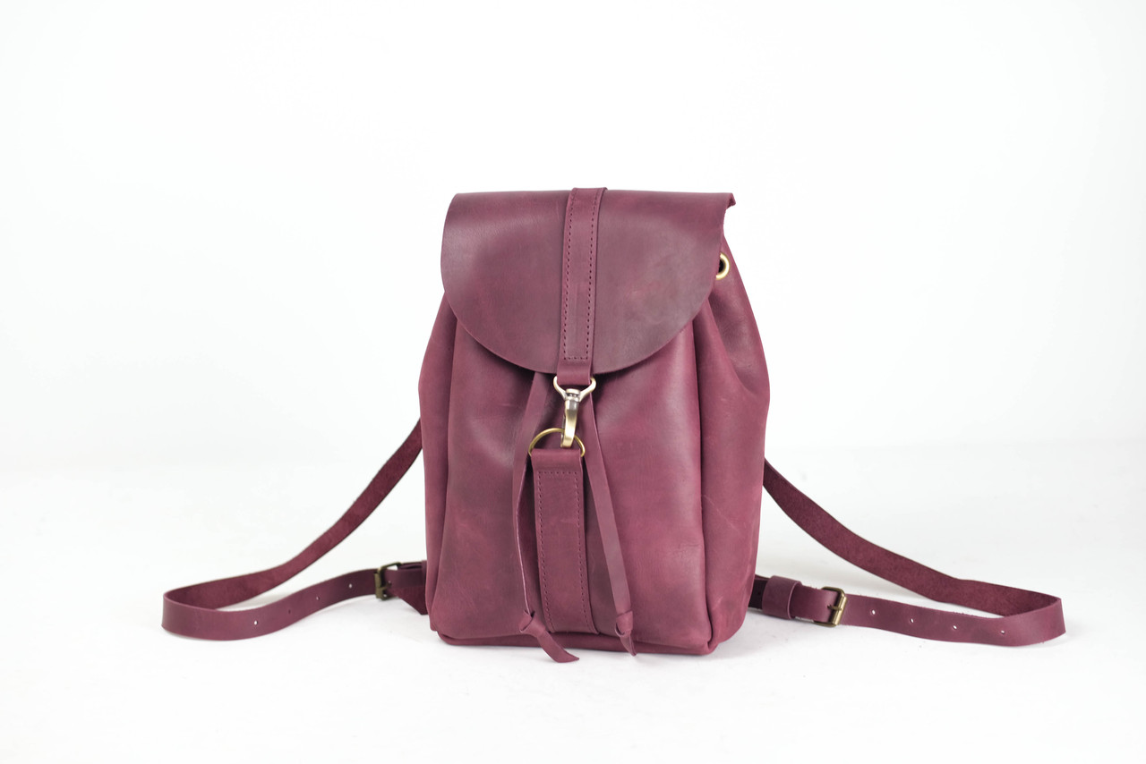 Жіночий рюкзак Київ з натуральної шкіри колір Бордо, розмір міні
