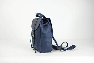 Жіночий рюкзак Київ з натуральної шкіри колір Синий, розмір міні, фото 4