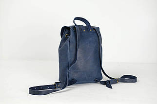 Жіночий рюкзак Київ з натуральної шкіри колір Синий, розмір міні, фото 3