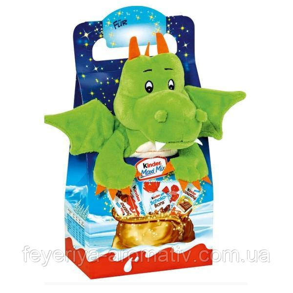 Новорічний подарунок солодощі та м'яка іграшка дракон Kinder Maxi Mix 135 г Польща