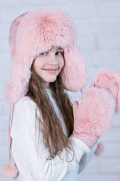 Хутряна шапка для дівчинки підлітка Pobeda 46–58р. в кольорах