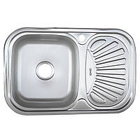 Врезная кухонная мойка из нержавеющей стали Platinum 7549 Декор 0.8