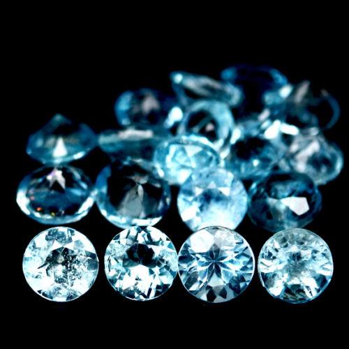 2.00 кт. Природний аквамарин 2.8-3.4 мм. 20 штук