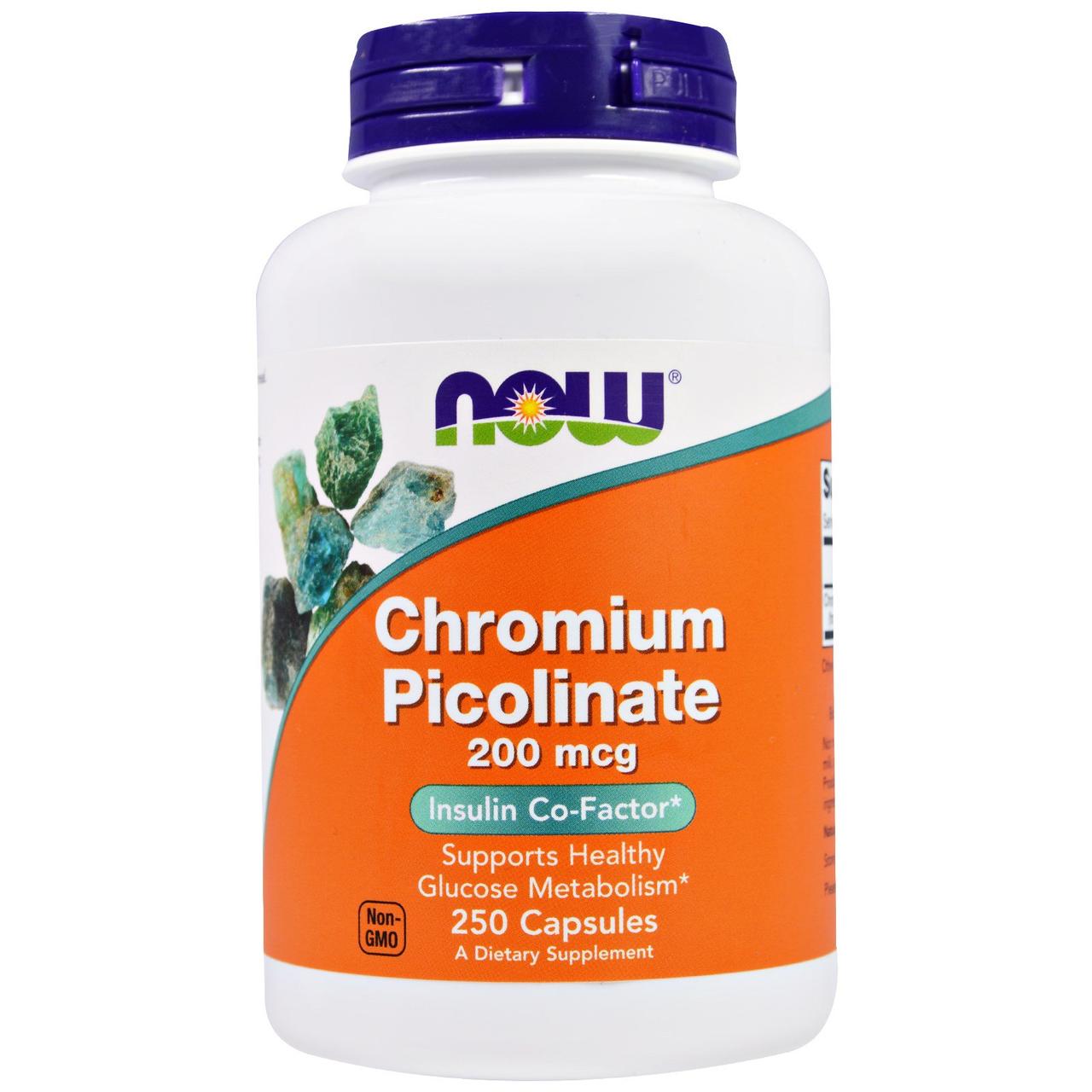 Стабілізатор рівня цукру в крові NOW Foods Chromium Picolinate (200 мг) (250 кап) (103009) Фірмовий товар!
