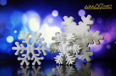 Сніжинки з пінопласту 32 см — декоративний новорічний декор для дому, вітрин і фотозон