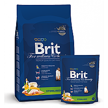 Корм Brit Premium Cat Sterilised для стерилізованих кішок і кастрованих котів, 0,3 кг