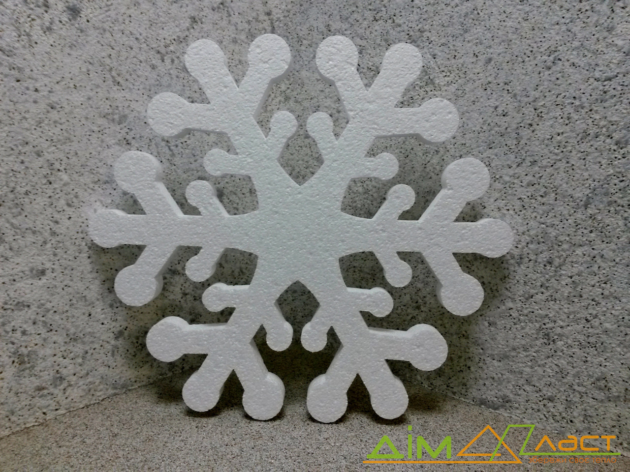 Сніжинка № 02 з пінопласту 50 см — новорічна прикраса, декор для вітрин і фасадів, фото 1
