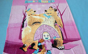 Дитяче мікрофіброве простирадло-покривало 127×152 см Elway Маша та ведмідь B-12, фото 2