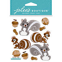 Наклейки з фетру 3D - SQUIRRELS AND NUTS - Jolee's Boutique - 11 шт. 