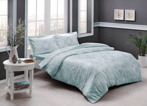 Постільна білизна TAC normal saten Lucca mint сімейна (2 підковдри), фото 1