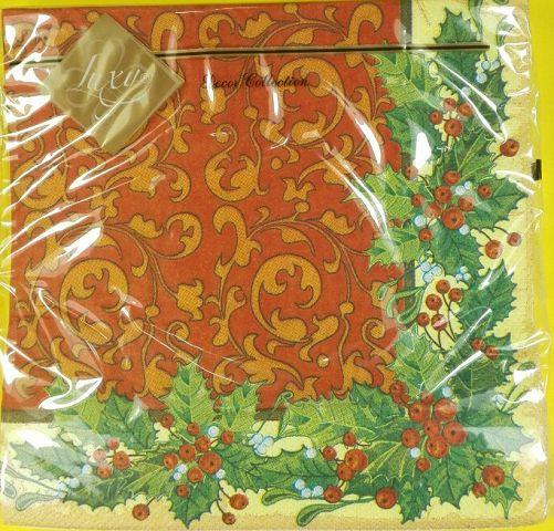 Серветка (ЗхЗ, 20 шт.) LuxyНГ Новорічна класика (835) (1 пач), фото 1