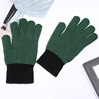 Вовняні утеплені рукавички для чоловіків і жінок унісекс зелені