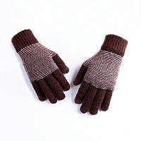 Теплые зимние мужские перчатки коричневые