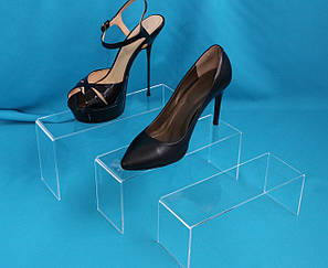 Комплект із трьох акрилових підставок для взуття (прозорий, товщина 3 мм)
