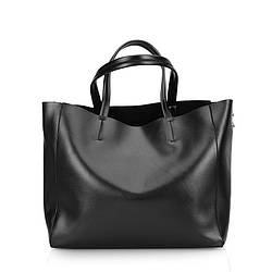 Жіноча сумка велика шкіряна чорна ділова