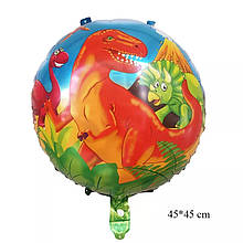 Кулька фольгований динозаври діаметр 45 см