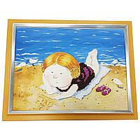 Картина без стекла: на пляже вышитая бисером