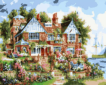 Картина за номерами Menglei MG1098 Вілла на березі річки 40 х 50 см 950 місто