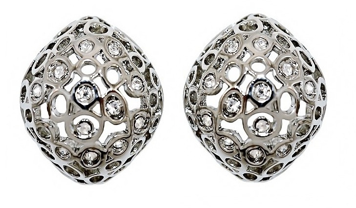 Сережки Neoglory з італійською застібкою. Родій. Камені: білі фіаніти. Довжина: 2 см. Ширина: 17 мм.