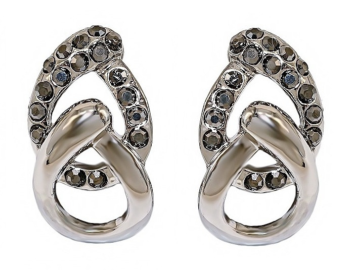 Сережки-кліпси Neoglory. Родій. Камені: гематит. Довжина: 2,2 см. Ширина: 12 мм.