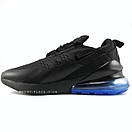 Чоловічі кросівки Nike Air Max 270 black & blue (ліцензія), фото 2