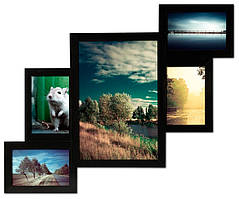 Мультирамка з дерева на 5 фото 62х48 см 