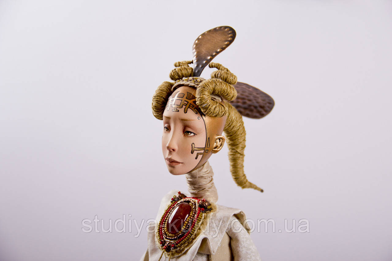 Коллекционная авторская кукла. Интерьерная кукла."Храмовая девушка. Танец в честь урожая" - фото 3 - id-p68585831
