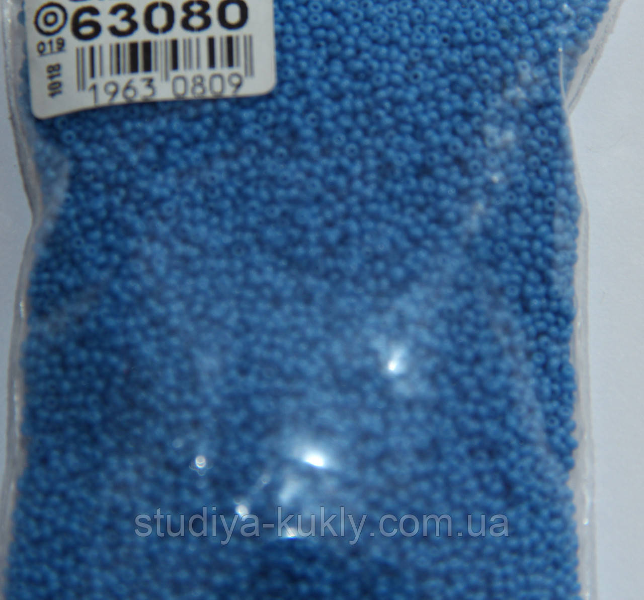 Бісер чеський, мікро. Пресциоза. №15 Колір блакитний темний, непрозорий. арт 63080. Упаковка 10грамм., фото 1