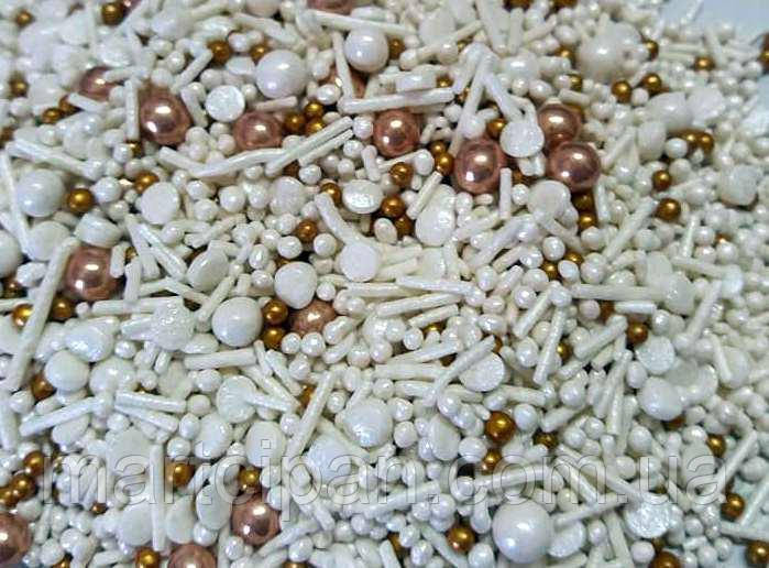 Сніжний коктейль ЗОЛОТО посипка цукрова декоративна 40 г, фото 1