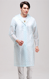 Плащ дощовик для підлітків і дорослих. Білий блакитний горох