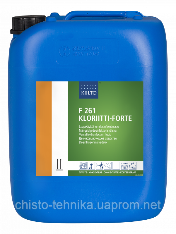 Хлормісний дезінфікувальний засіб для дезінфекції поверхонь, посуду та інвентарю F 261 KLORIITTI-FORTE