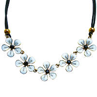 Новое Поступление: Короткое Колье под Золото Сакура со Стразами, на Шнуре, Длина 42 см + 4 см.