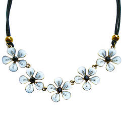 Коротке Кольє під Золото Сакура зі Стразами, на Шнурі, Довжина 42 см + 4 см, Біжутерія та Прикраси