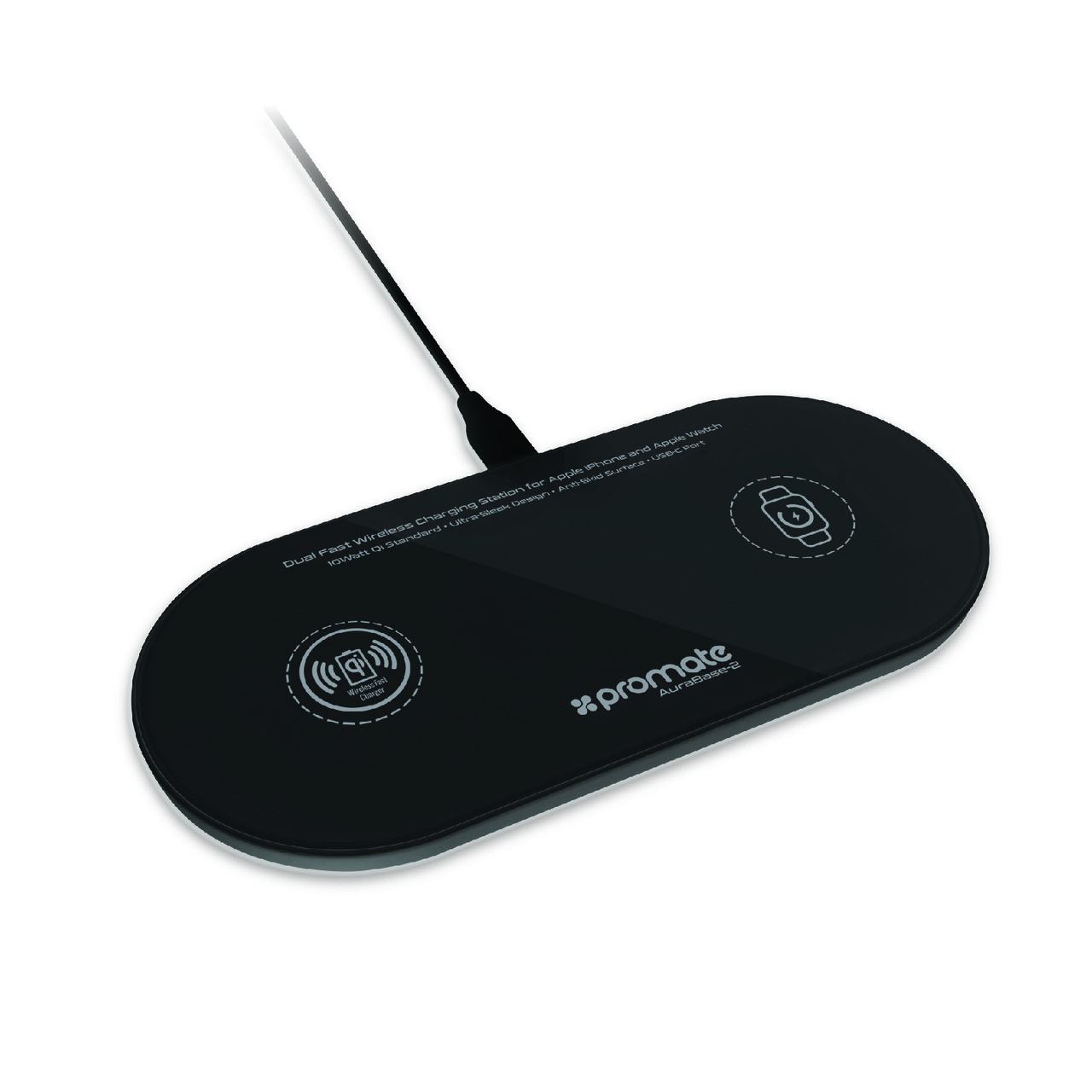 Бездротовий зарядний пристрій Promate AuraBase-2 10 Вт Black (Розпакований) (ch_aurabase-2.black), фото 1