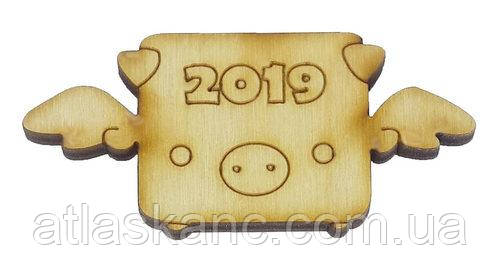 Фігурка фанерна — Свинка No 10 прямокутна 70 х 32 мм з магнітом AS-4811, В-0360, фото 1