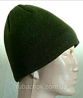 №9 - Зимняя вязаная шапка зеленая прямая.