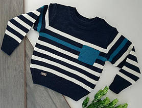 Джемпер синій в'язаний для хлопчиків Розмір 104 (4 роки) Акрил/шерсть ДЖ180(110) Бембі
